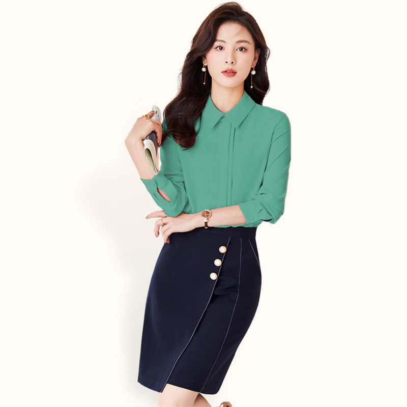Blus Lengan panjang Gaya Korea model krah kemeja - Jfashion Maida