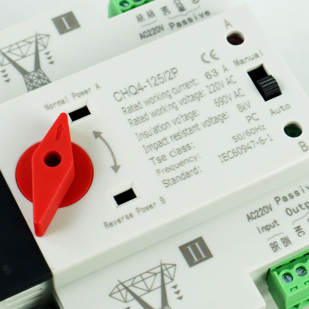 Taffware DIN Rail Power Supply Automatic Control Transfer Switch 2P - GFQ3-125/2P