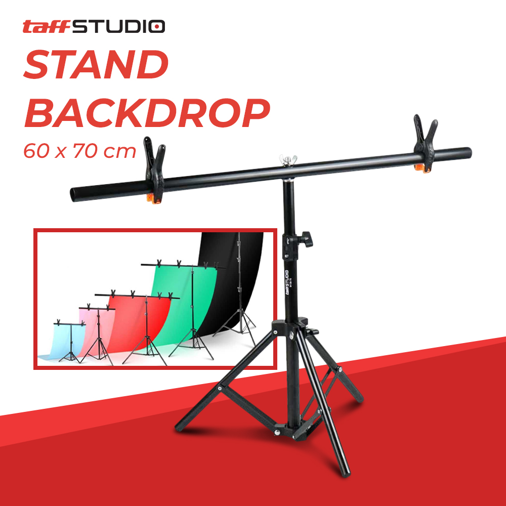 TaffSTUDIO Bracket Stand Backdrop Foto Studio T-Shape with 2 Clip - M138