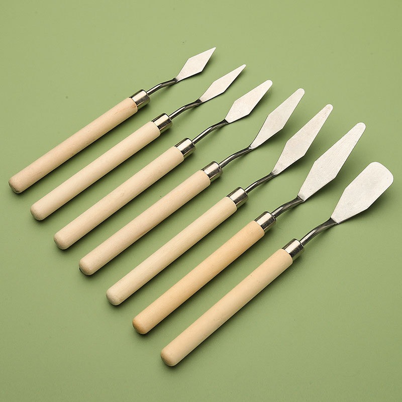 JOWOART Pisau Palet Lukis Cat Akrilik Painting Scraper Knife 7 PCS - JW7