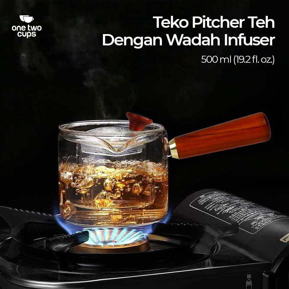 One Two Cups Teko Teh Pitcher Chinese Tea Tahan Panas Api 500ml Filter - BR-218
