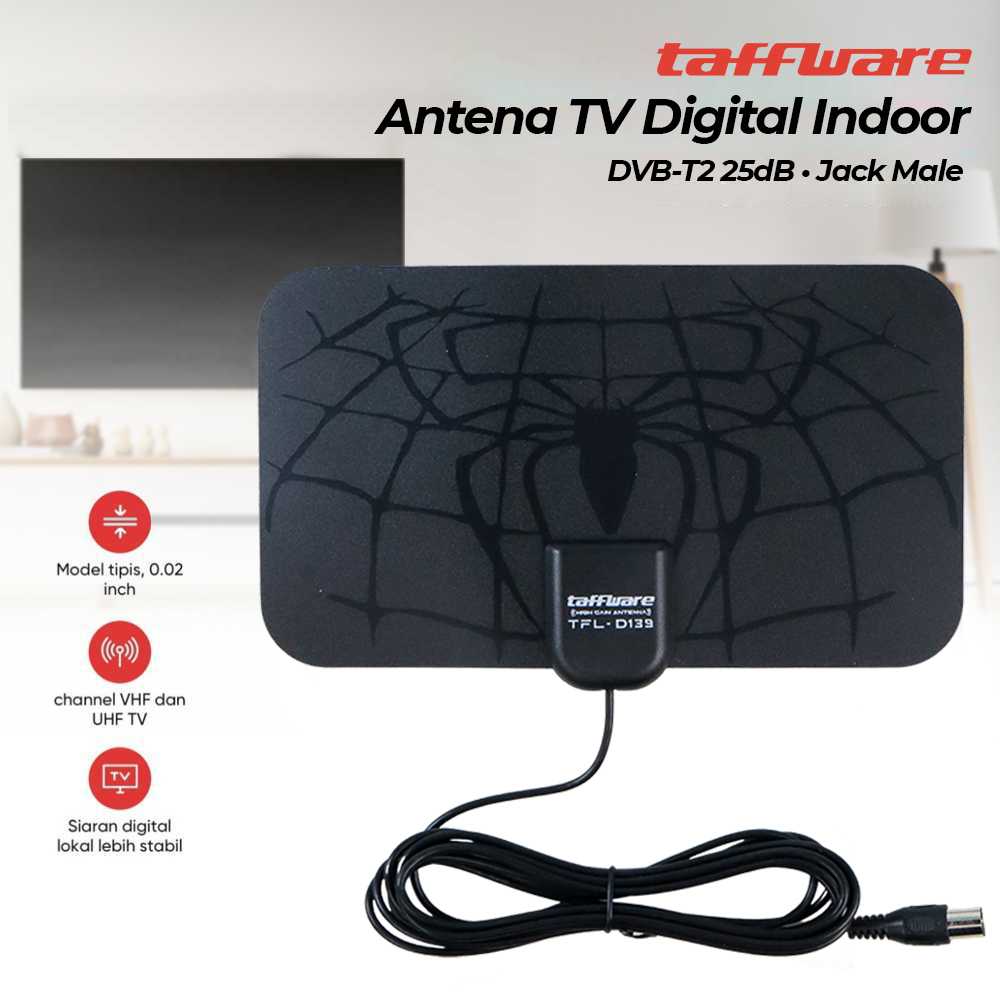 Taffware Antena TV Digital Indoor DVB-T2 25dB Spider Jack Male Plug - TFL-D139