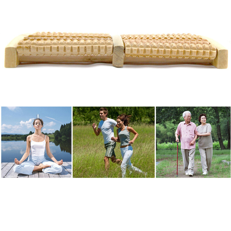 Slims Pijat Kaki Wooden Foot Roller Massager Reflexology 5 Row - SS01
