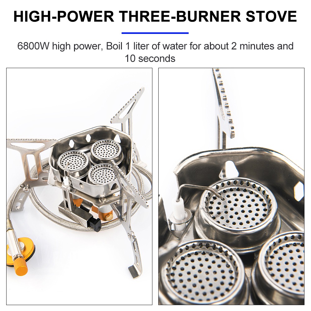 TaffSPORT Kompor Gas Portable Lipat Outdoor 3 Burner Camping Stove - WD68