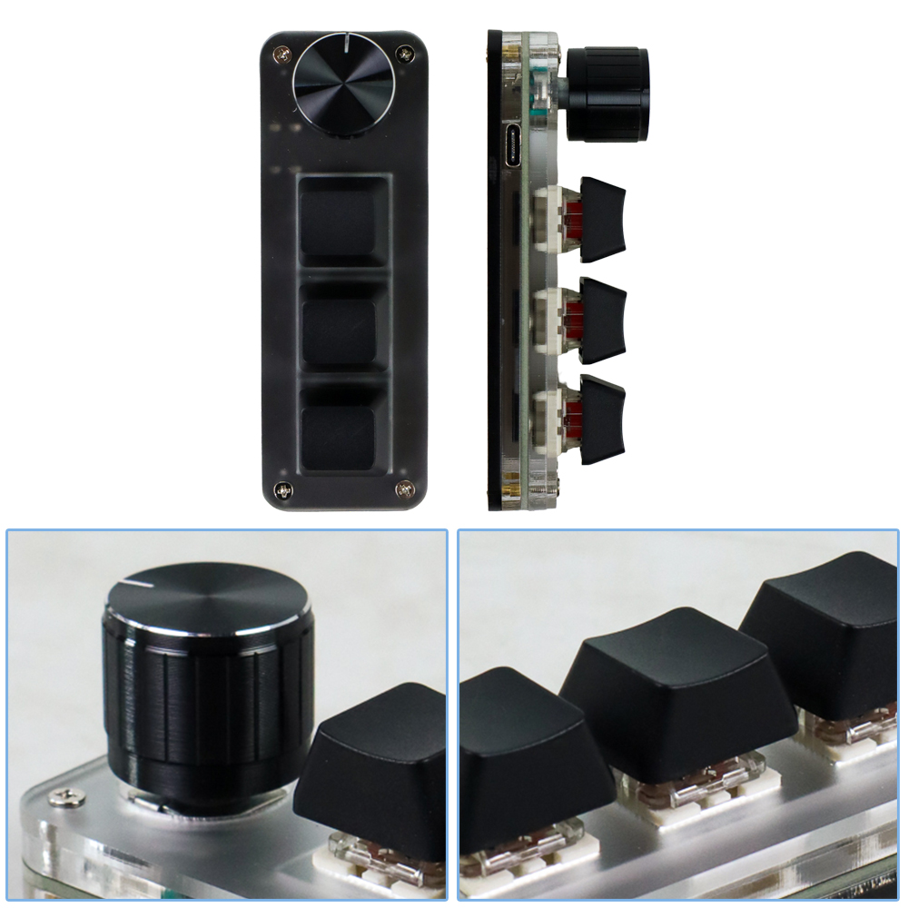 VODOOL 3 Key Mechanical Keyboard USB Gaming Shortcut with Knob - VD3