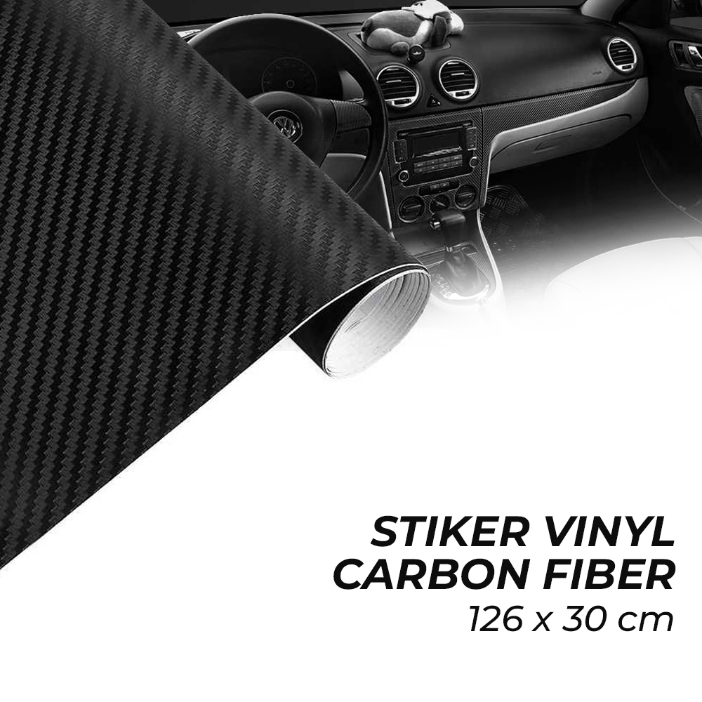 Stiker Vinyl Carbon Fiber Mobil Car Wrap 3D Multifungsi 126 x 30 cm