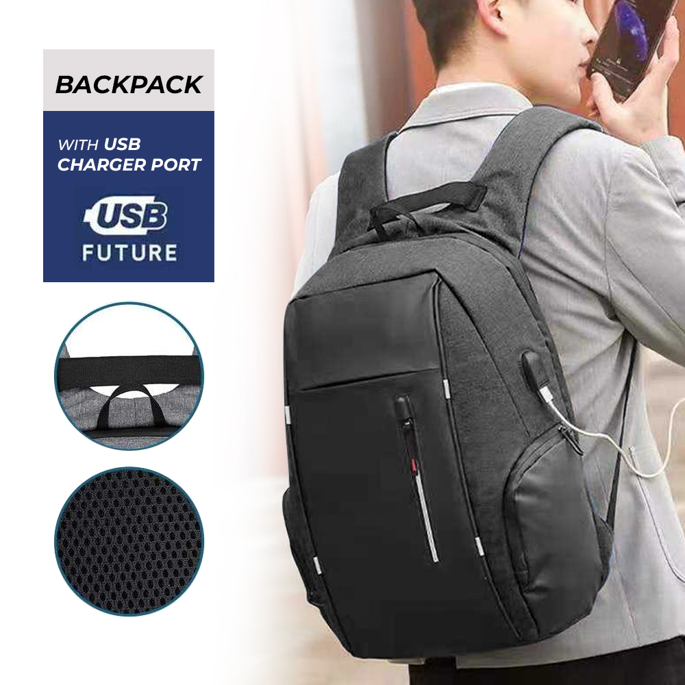 CEAVNI Tas Ransel Laptop Backpack 15.6 Inch with USB Charger Port - CV9032