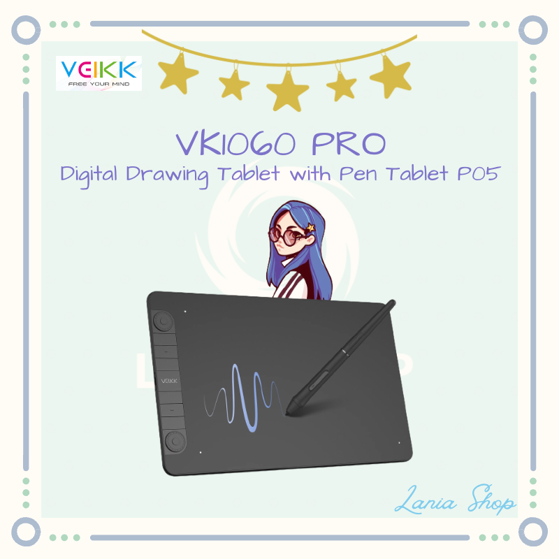Jual VEIKK VK1060 PRO Digital Graphics Drawing Tablet with Pen