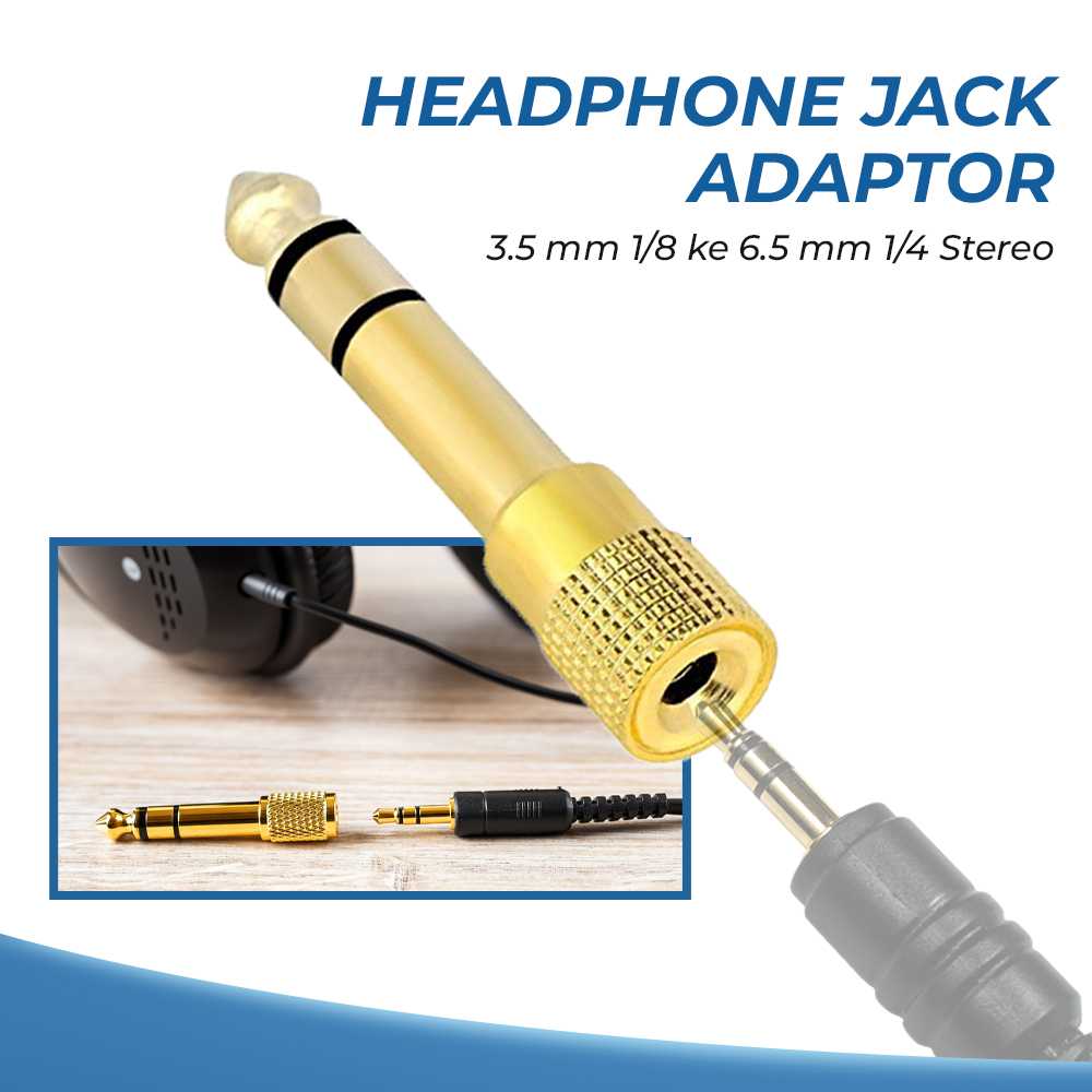 Jual Headphone Jack Adaptor 3.5mm 1/8 ke 6.5mm 1/4 Stereo