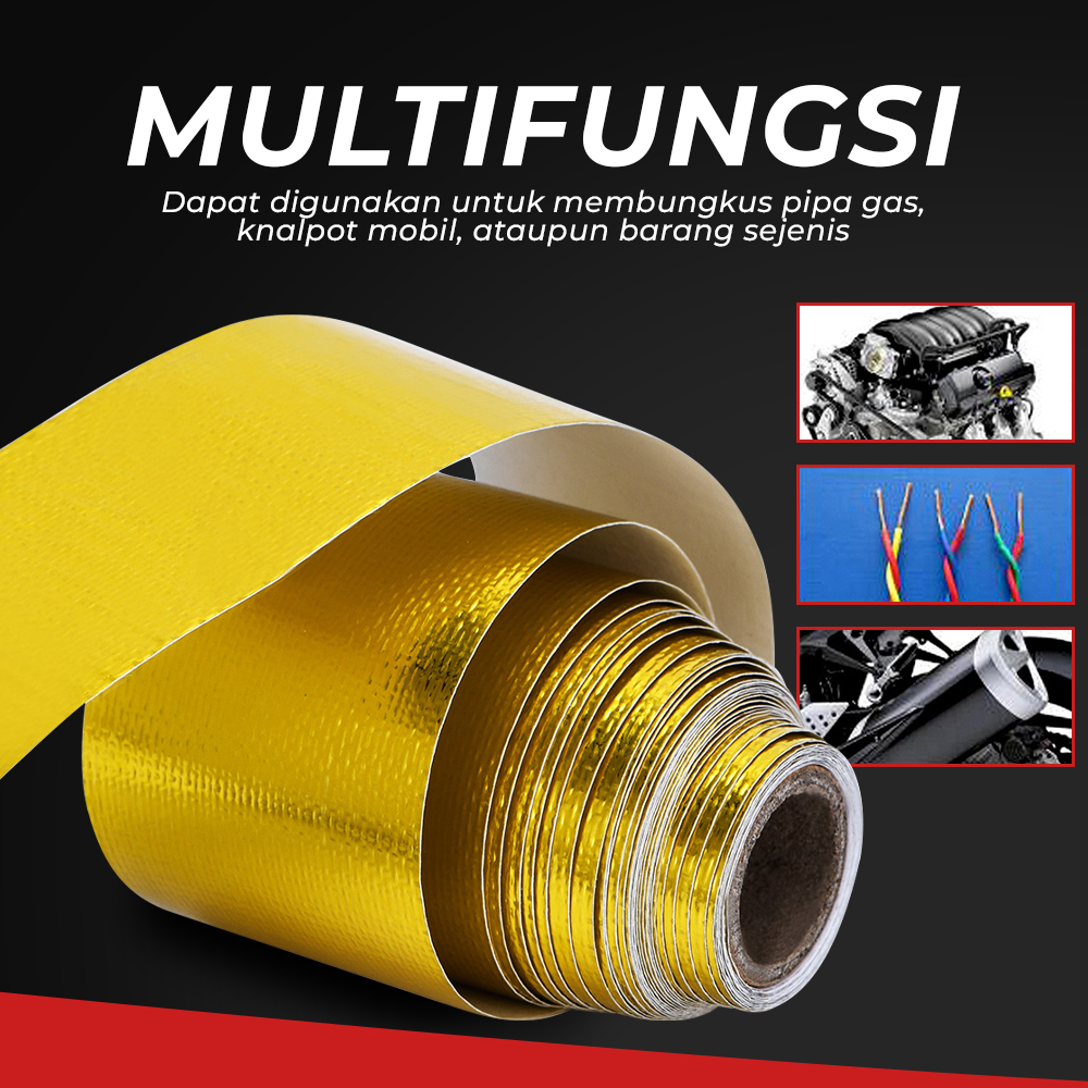 VRacing Exhaust Wrap Lakban Peredam Panas Knalpot 5M 50mm - MD-1901