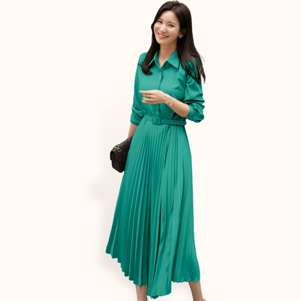 Long Dress ploi plisket lengan panjang terbaru - Jfashion Gracelina