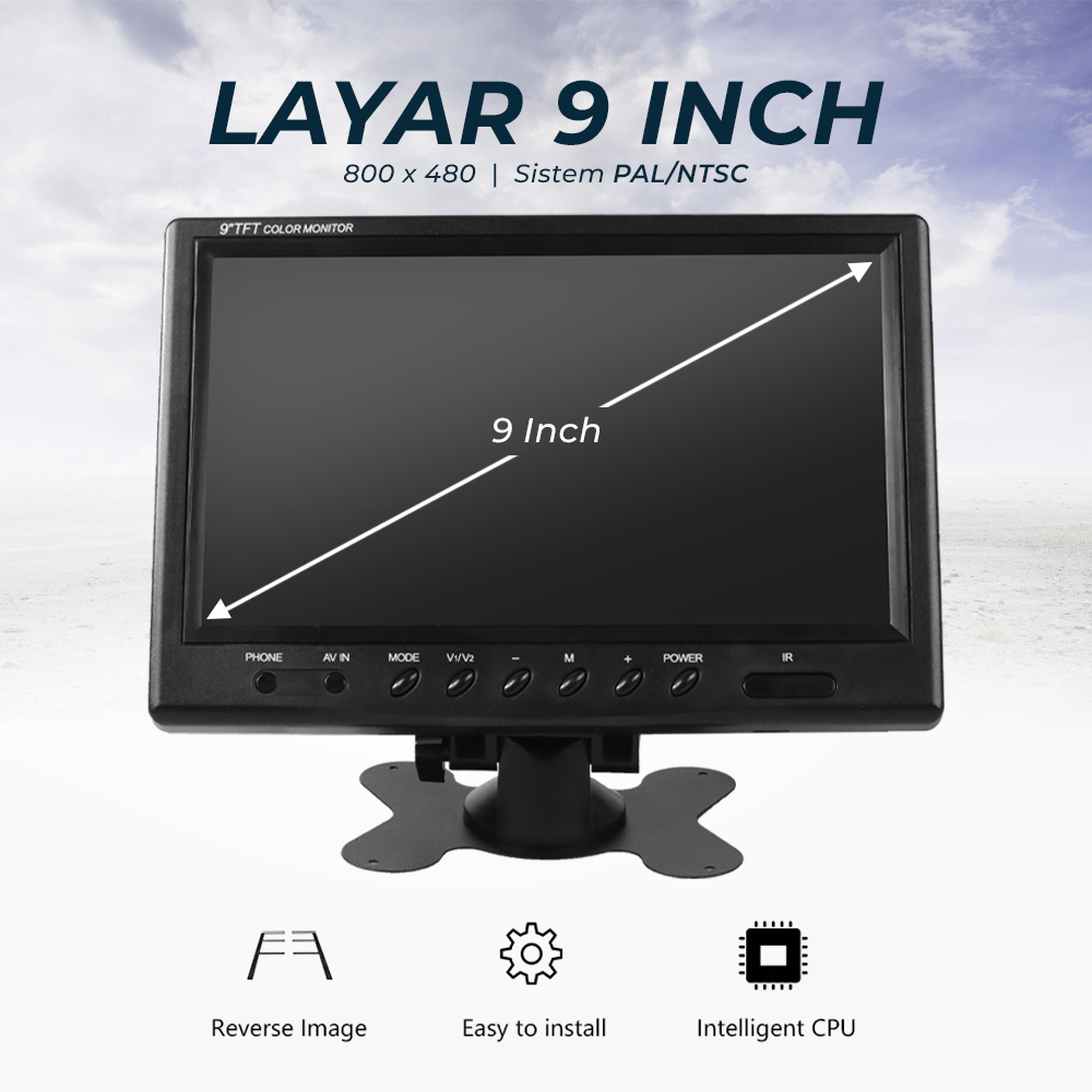 Threecar Monitor Parkir Mobil Rear View TFT 9 Inch - 920SA