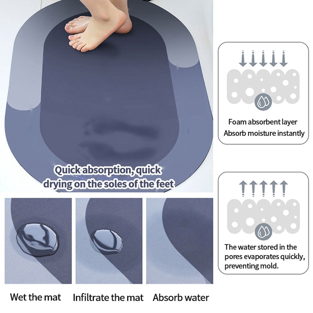 DIATOM Keset Kamar Mandi Anti Slip Absorbent Oval 59x40cm - D46