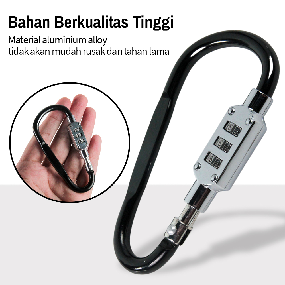 CJSJ Aluminium Alloy D-type Lock Carabiner 3 Dial Password Lock - CH206