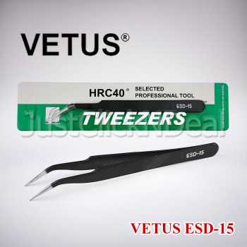 Pinset Tweezer Vetus ESD-15 Bengkok Hitam Vape Eyelash Nailart