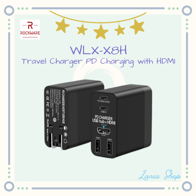 Jual ROCKWARE WLXX8H Portable Travel Charger PD Charging with