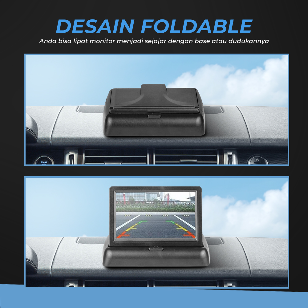 Hadasiton Monitor Parkir Mobil Rear View TFT LCD Foldable 5 Inch - HT5
