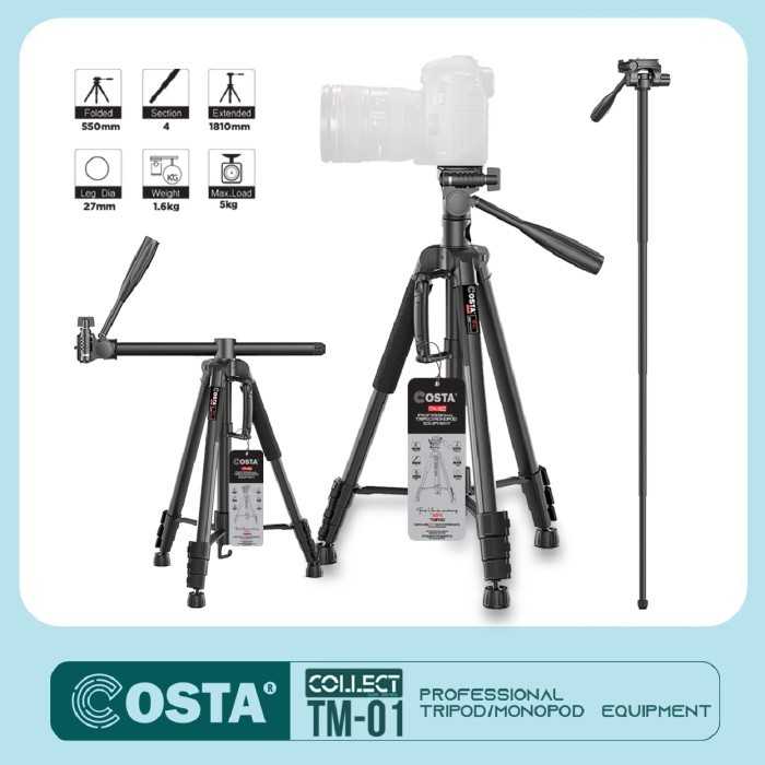 Jual COSTA Collect TM01 Pan Head Tripod Monopod Overhead