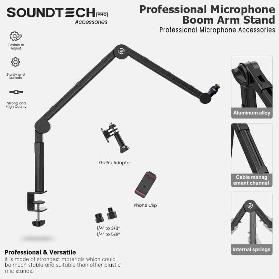 Jual SOUNDTECH Pro Boom Arm Stand 360 Rotate Heavyduty Stand Mic
