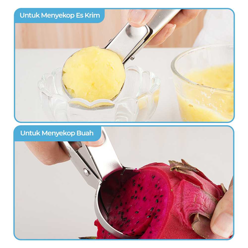 One Two Cups Sendok Scoop Es Krim dan Buah Stainless Steel 430 47mm - 164Z - Gambar 5