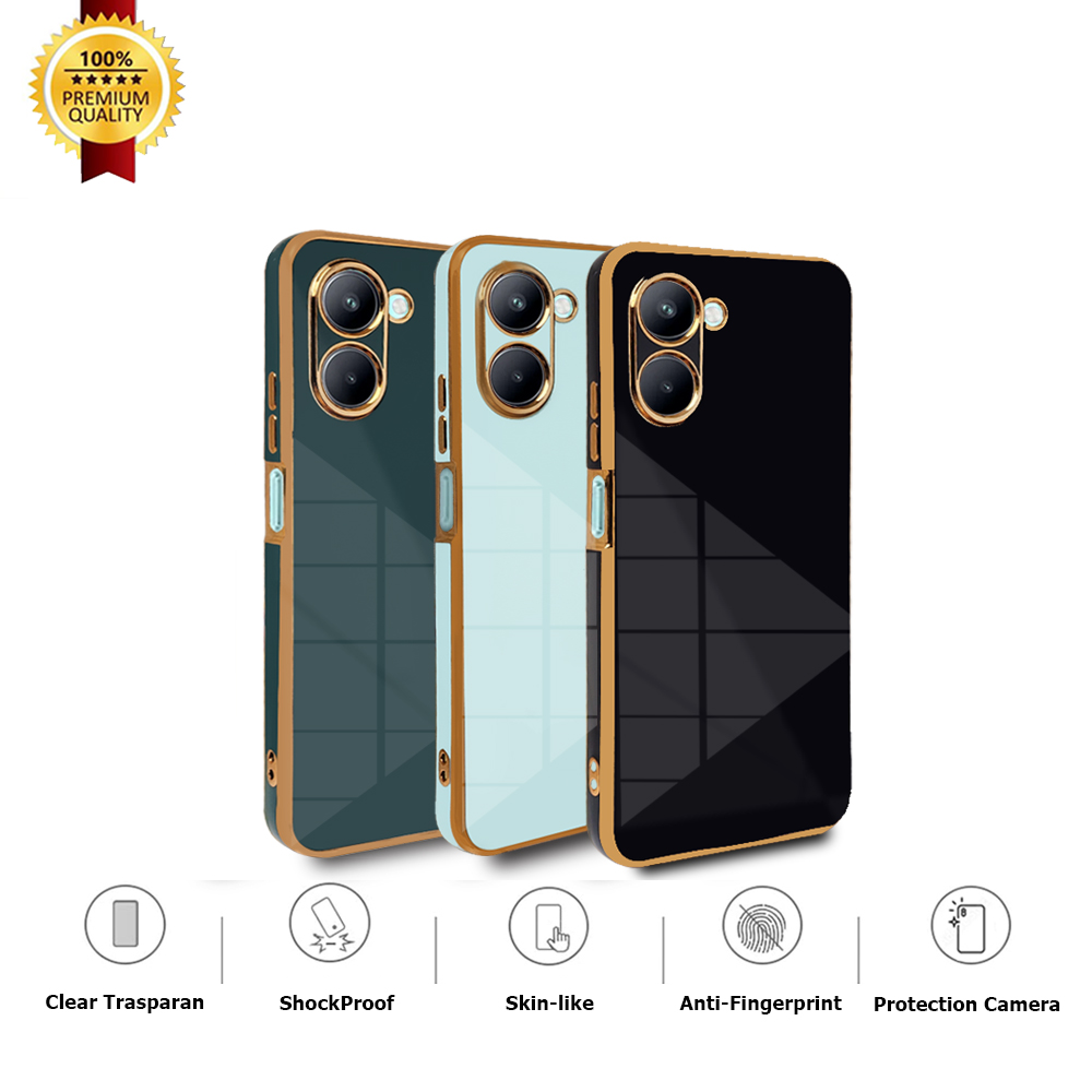 Realme c33 Case Luxury Straight Edge Plating Soft TPU Cover
