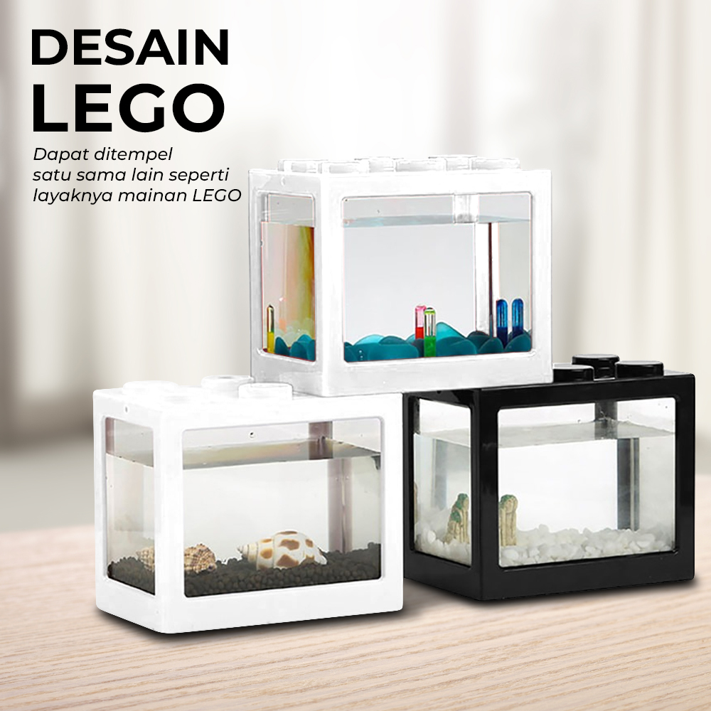 TOPINCN Aquarium Mini Lego Block 4 Windows 12x8x10cm White LED - TOP5