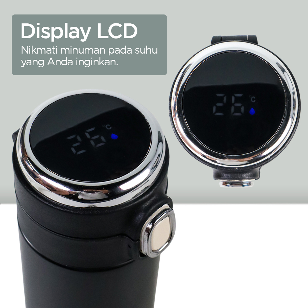 One Two Cups Botol Minum Termos Tumbler Suhu Smart LCD Display 382ml - OTC002