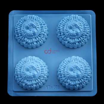 CJ Cetakan Plastik Kue Moon Cake Mooncake Bulat Yin Yang Fish 4 Cavity