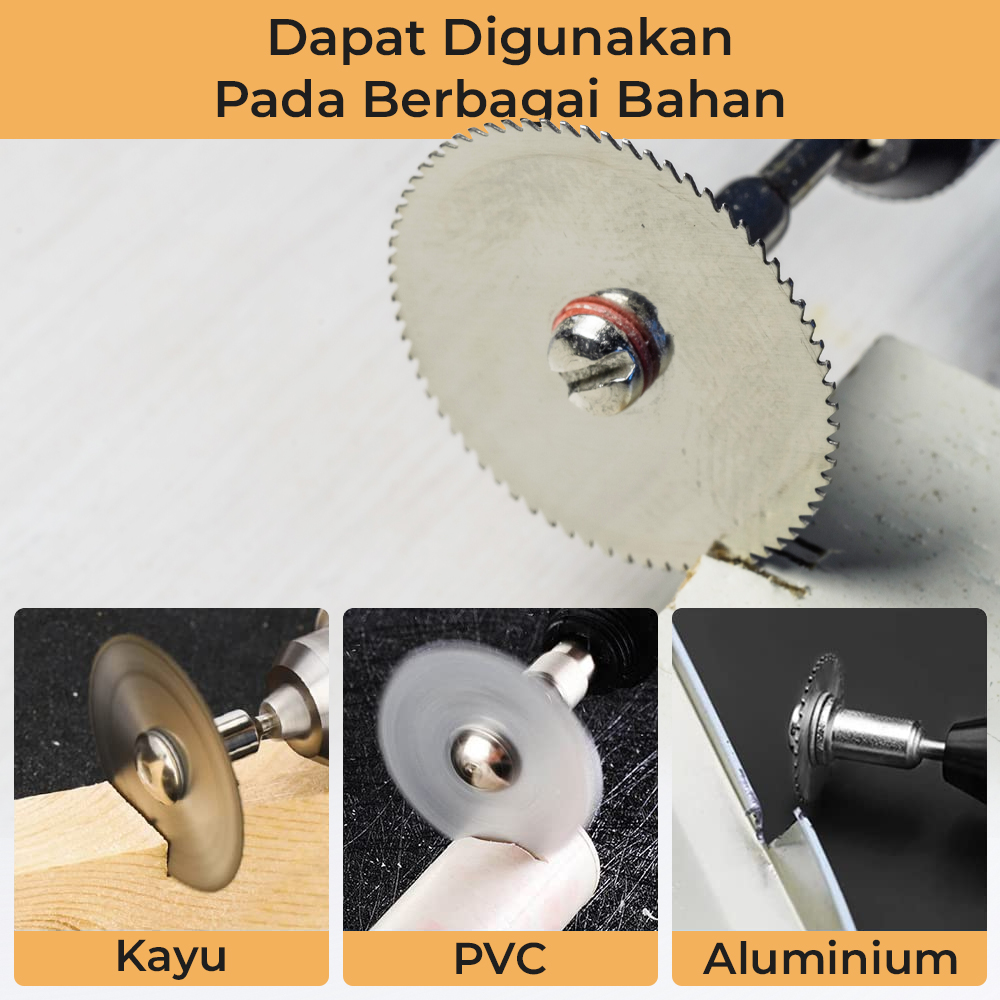 TaffHOME Kepala Gergaji Wheel 5 PCS with 1 Mandrel for Dremel Rotary - BK02