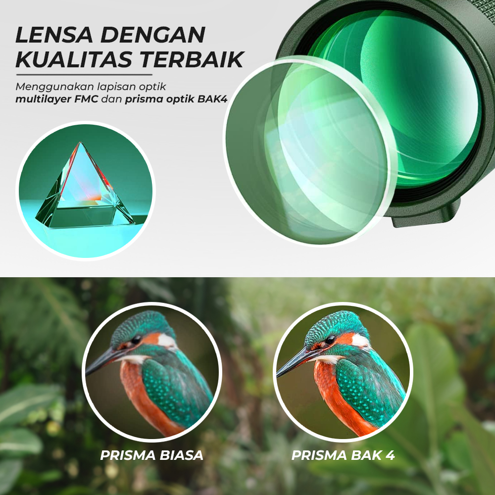 MOGE Teropong Monokular Zoom 80x100 with Tripod Phone Clip - MG810