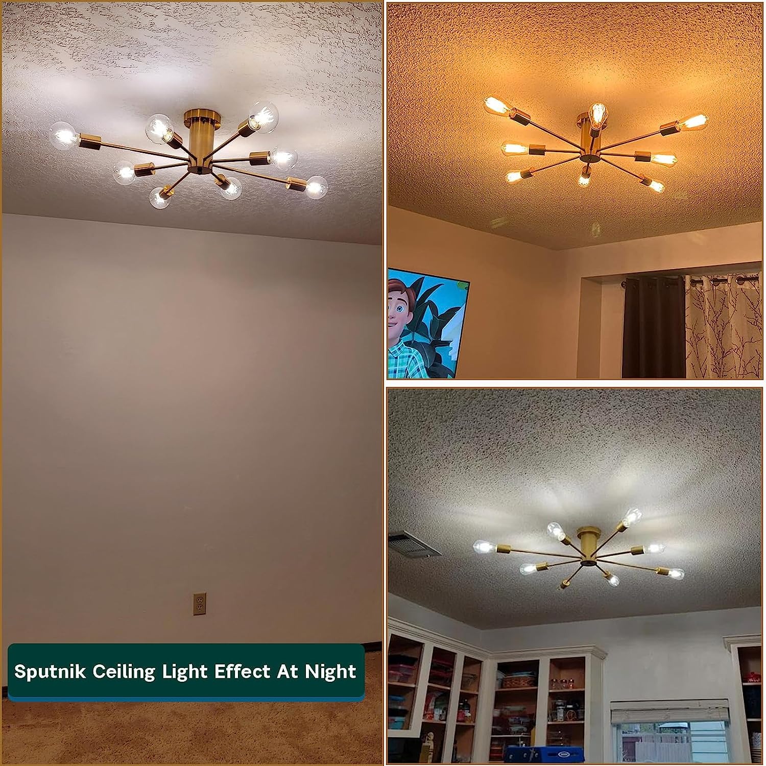 ASHUQI Fitting Lampu Plafon Vintage Ceiling Lights Cabang 8 E27 - AS827
