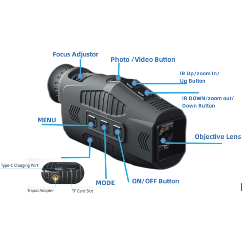 Aotuo Teropong Digital Monokular Outdoor Night Vision 10x Zoom 1080P - R11