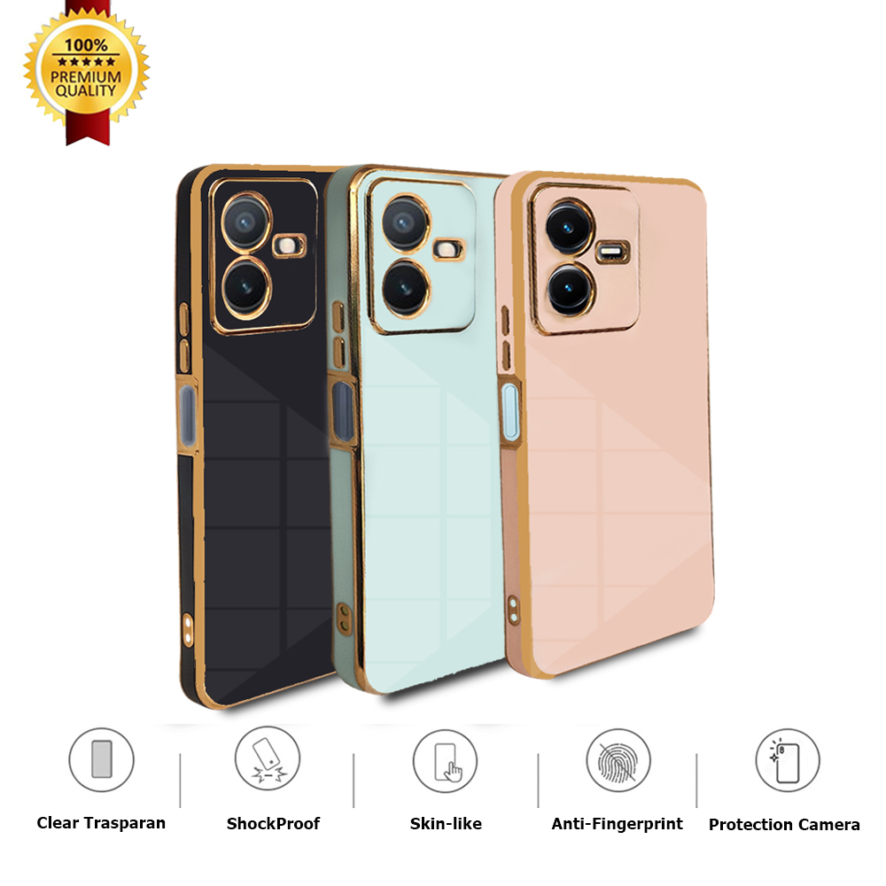 vivo y22S Case Luxury Straight Edge Plating Soft TPU Cover