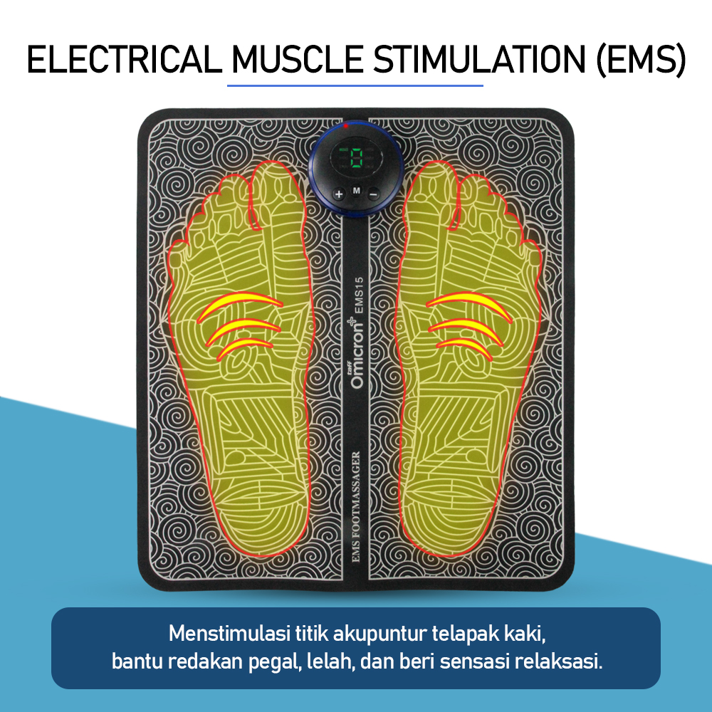 TaffOmicron Alat Pijat Kaki Elektrik EMS Foot Massager USB 6 Mode - EMS15