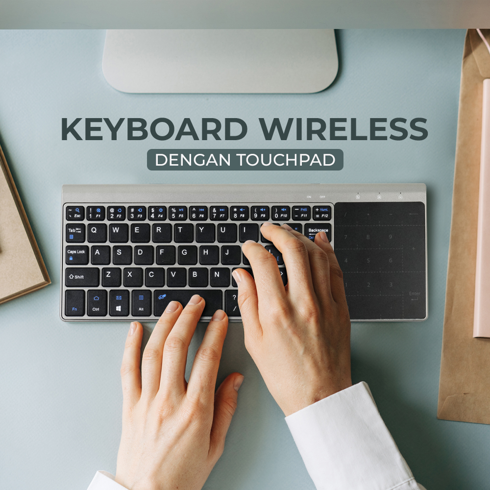 QXUZ Keyboard Wireless Mini 2.4GHz Soft Click Portable with Touchpad - JP136G