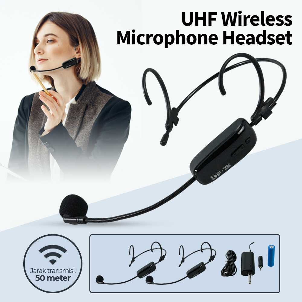 Jual Arael UHF Wireless Microphone Headset Mini Portable Tour