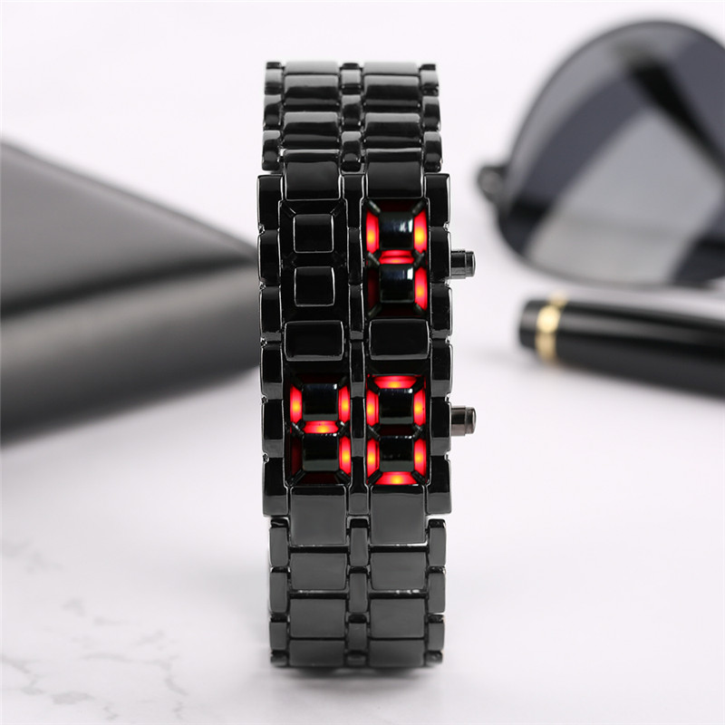Tiktak Jam Tangan Digital LED Lava Chain Unisex Stainless Steel Strap - TK-4