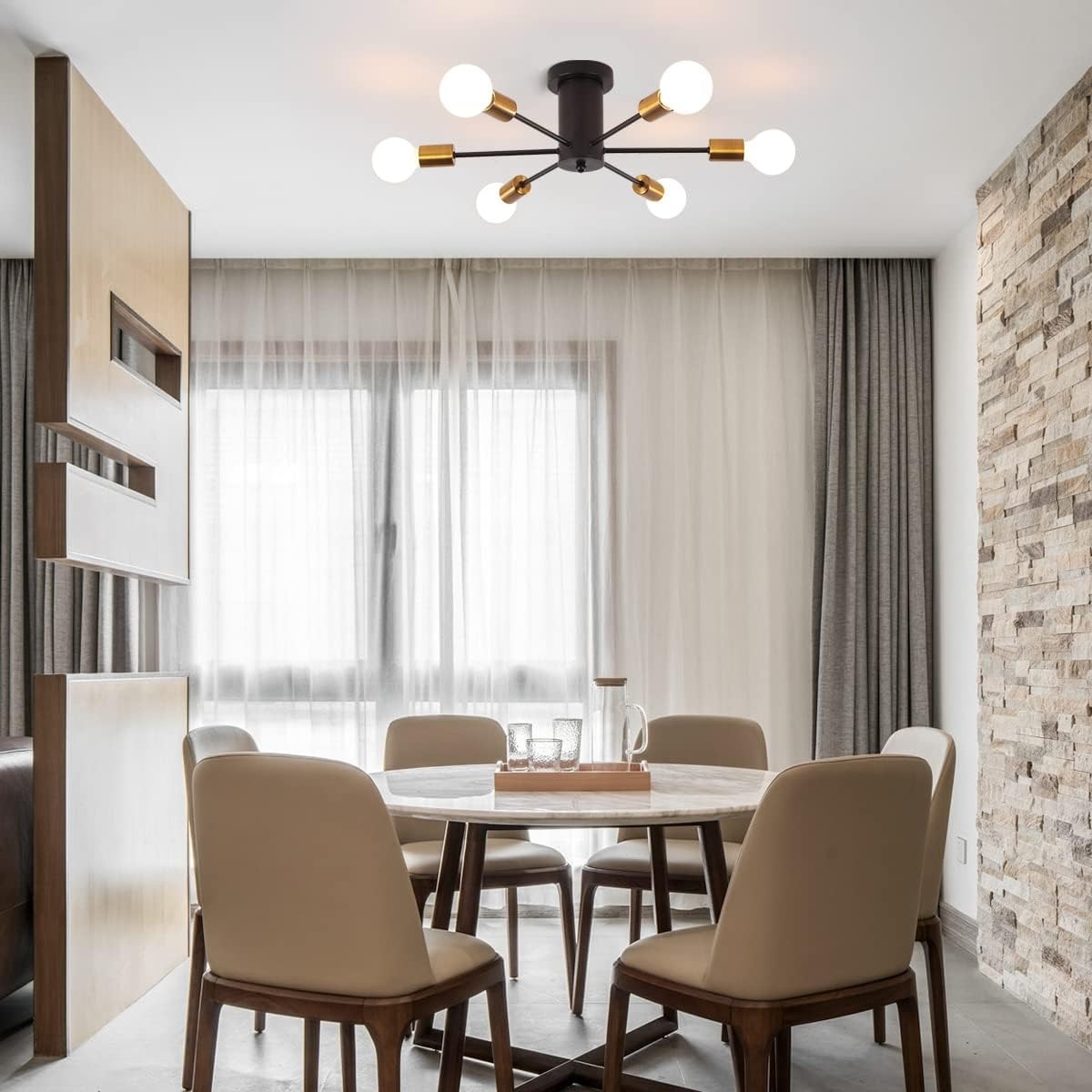 ASHUQI Fitting Lampu Plafon Vintage Ceiling Lights Cabang 6 E27 - AS627