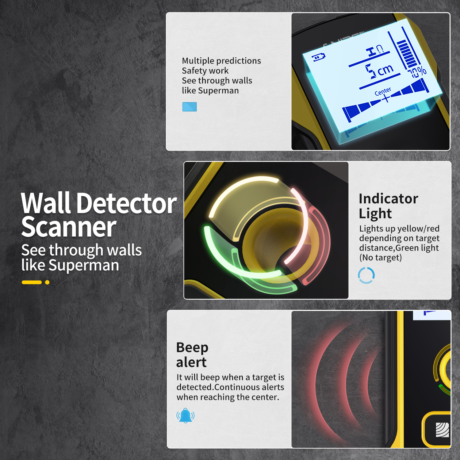 FNIRSI Detektor Logam Kayu LCD Wall Scanner HPC USB 300mAh - WD-01
