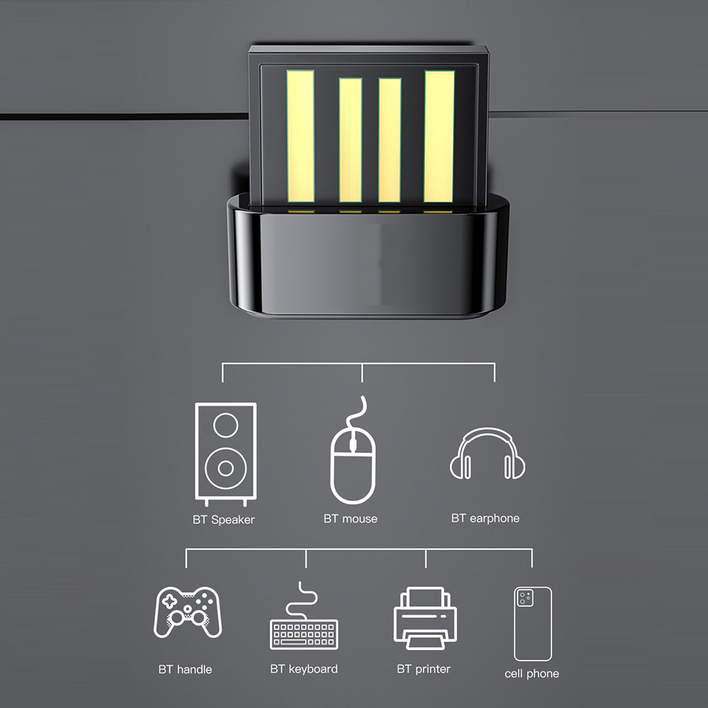 ESSAGER Adaptor Bluetooth 5.1 Dongle for PC Mouse Earphone Speaker - ES51