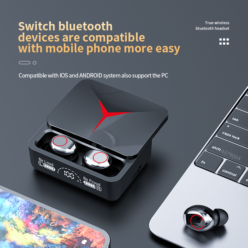 VAORLO Earphone Bluetooth 5.3 TWS Gaming HIFI Stereo Sound HD Call - M90 Pro