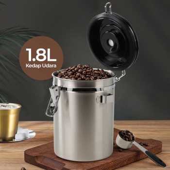One Two Cups Toples Stainless Biji Kopi Rekam Tanggal Storage Jar - MSS19