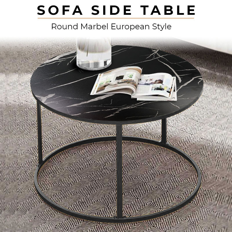 Geja Meja Sofa Side Table Marbel European Style Round 60cm - ND07