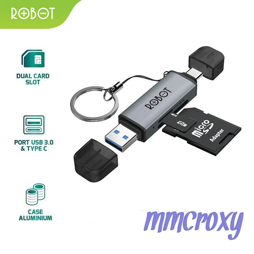 Jual Robot CR202S Card Reader 2 in 1 USB 3.0 Type C Memory Card