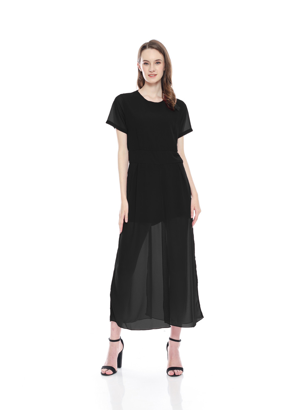 Midi Dress lengan pendek sifon Gaya Korea terbaru - Jfashion Inggrid