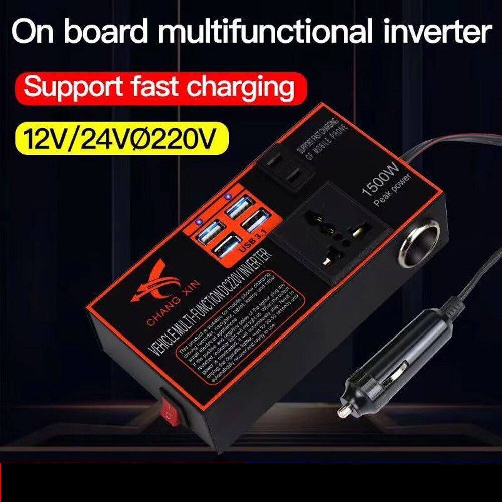 CHANG XIN Car Power Inverter DC 12V/24V to DC 220V 4 USB Port - CX15
