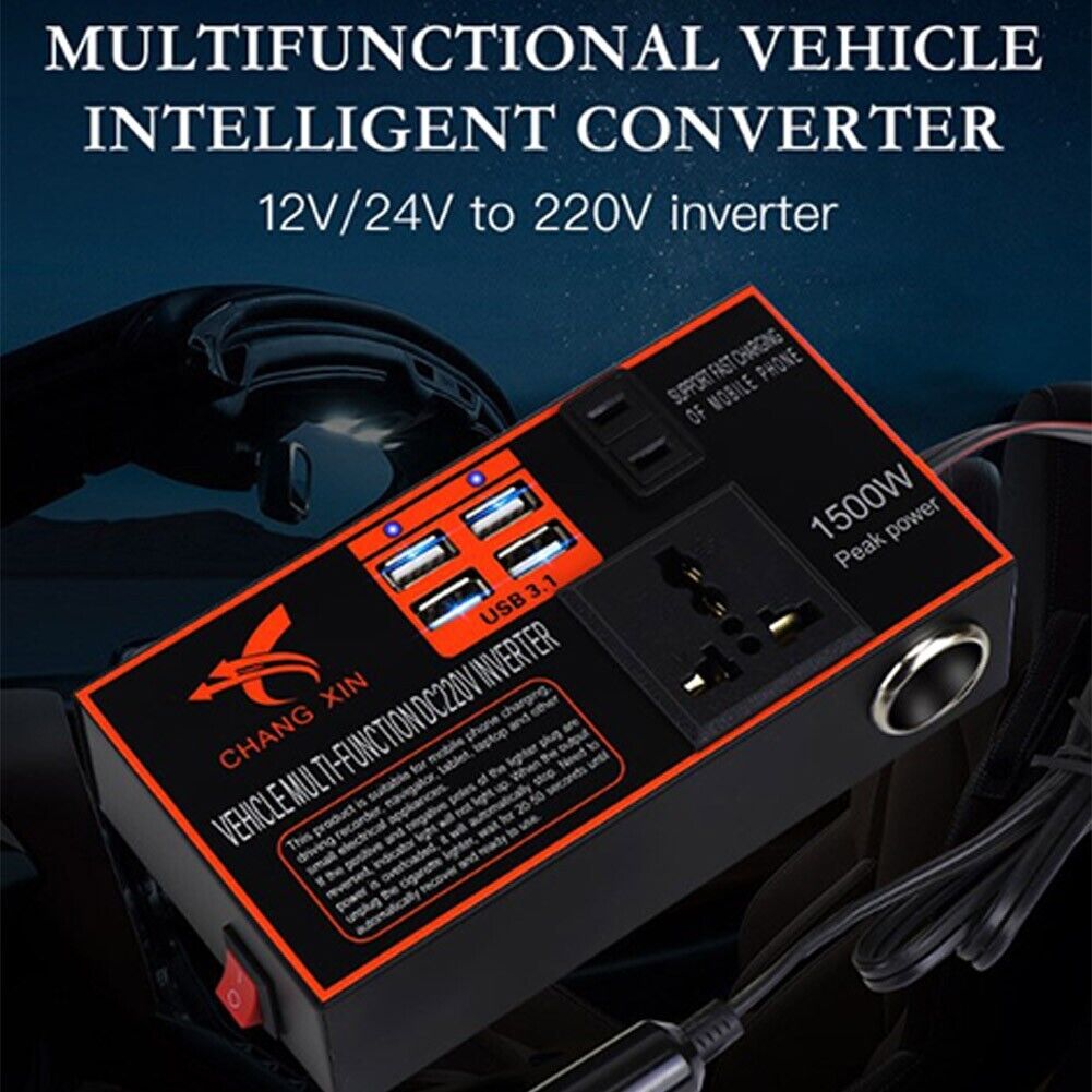 CHANG XIN Car Power Inverter DC 12V/24V to DC 220V 4 USB Port - CX15