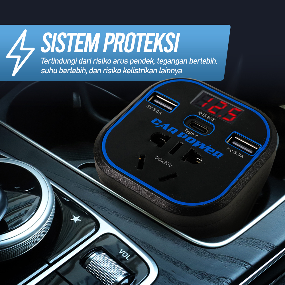 PULIXIN Car Power Inverter DC to DC 12/24V to 110/220V LED Display - PL-125