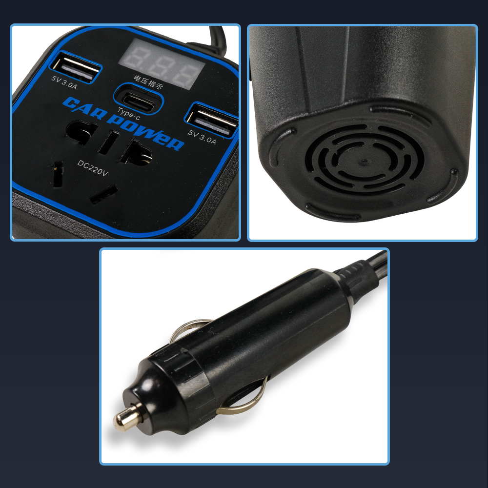 PULIXIN Car Power Inverter DC to DC 12/24V to 110/220V LED Display - PL-125
