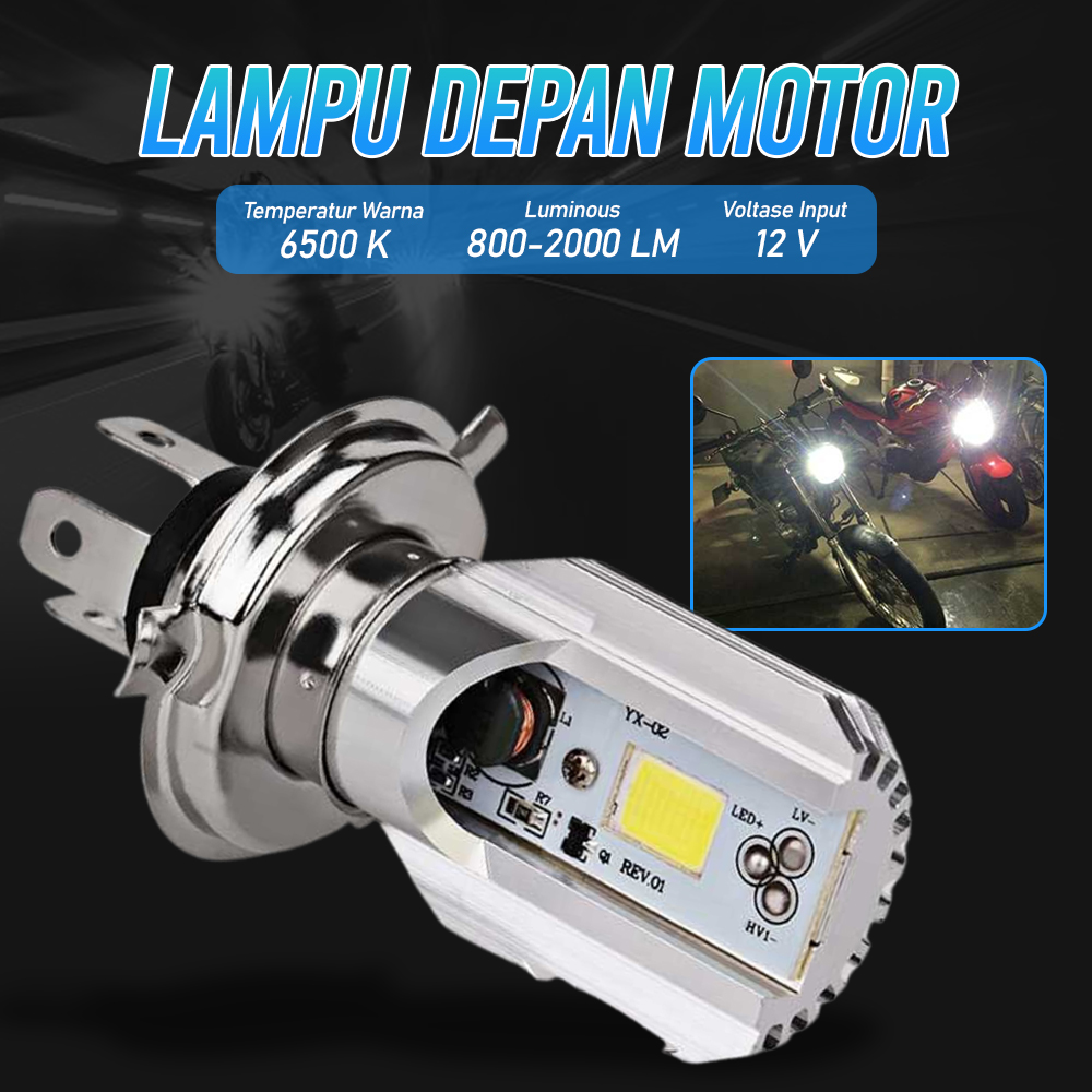 Urbanroad Lampu Depan Motor Headlamp LED HS1 H4 6W Cool White 1 PCS